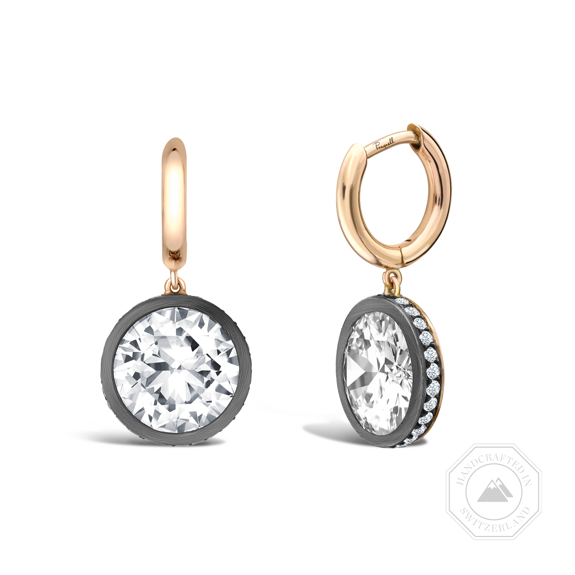 Masterpiece Legacy 7.21ct Diamond Drop Hoop Earrings Brilliant Cut, Rubover Set_1